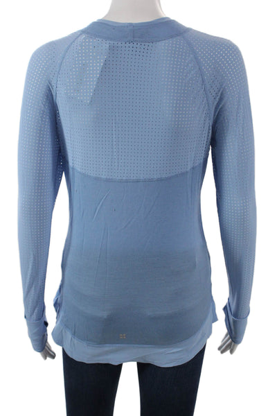 Sweaty Betty Women Basic Crew Neck Light Blue Merino Long Sleeve Top Size S
