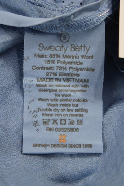 Sweaty Betty Women Basic Crew Neck Light Blue Merino Long Sleeve Top Size S