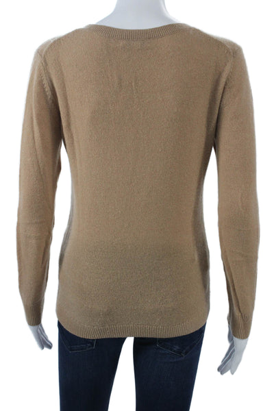 Nordstrom Women Cashmere V-Neck Pullover Sweater Beige Size 2XS