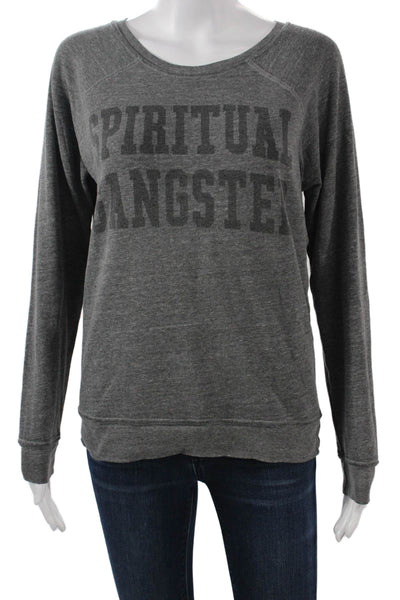 Spiritual Gangster Womens Pullover Sweatshirts Gray Graphic Print Size XS