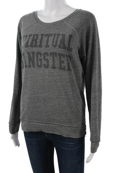 Spiritual Gangster Womens Pullover Sweatshirts Gray Graphic Print Size XS