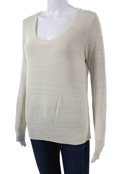 Theory Womens Pullover Sweater Beige Long Sleeve Round Neck Size S