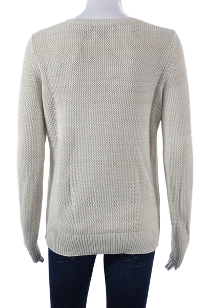 Theory Womens Pullover Sweater Beige Long Sleeve Round Neck Size S