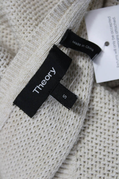 Theory Womens Pullover Sweater Beige Long Sleeve Round Neck Size S