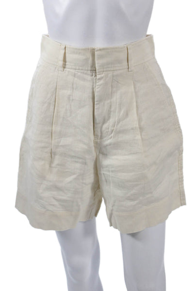 Everlane Womens Chino Linen Shorts Beige Hook Eye Size 0