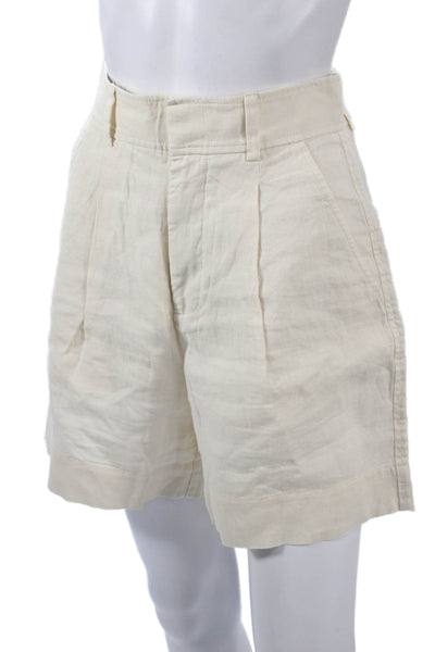 Everlane Womens Chino Linen Shorts Beige Hook Eye Size 0