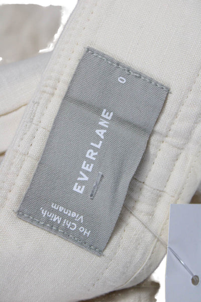 Everlane Womens Chino Linen Shorts Beige Hook Eye Size 0