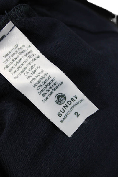 Sundry Women Pullover Sweatshirt Striped Dark Blue Crew Neck Long Sleeve Size 2