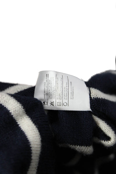 Vince Womens Pullover Sweater Dark Blue Striped Cotton Long Sleeve Size M