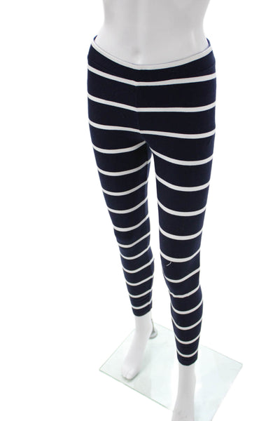 J Crew Womens Ankle Leggings Dark Blue Striped Nautical Size S