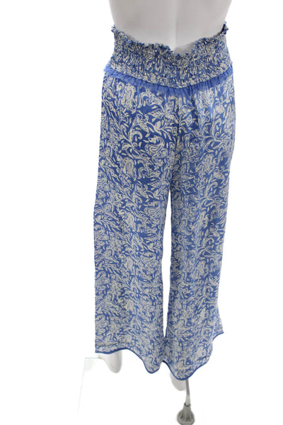 Poupette St. Barth Women Paperbag Pants Blue Paisley Viscose Size S