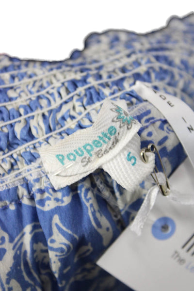Poupette St. Barth Women Paperbag Pants Blue Paisley Viscose Size S