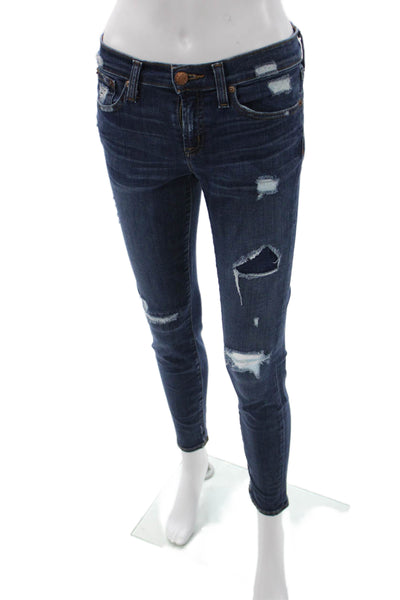 J Crew Womens Ankle Skinny High Waist Dark Blue Jeans Size 26