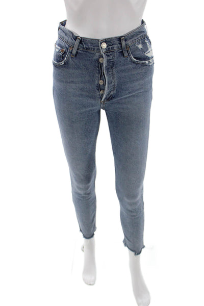 Agolde Women High Waist Light Blue Skinny Ankle Jeans Size 25