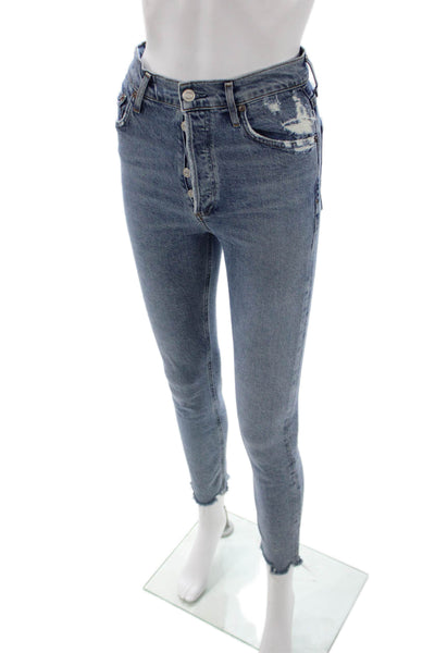 Agolde Women High Waist Light Blue Skinny Ankle Jeans Size 25