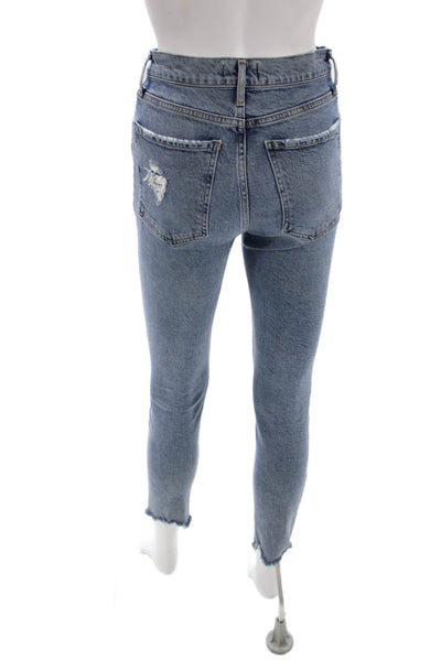 Agolde Women High Waist Light Blue Skinny Ankle Jeans Size 25
