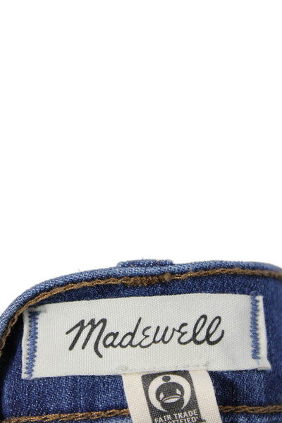 Madewell Women High Waist Ankle Skinny Jeans Dark Blue Button Size 26