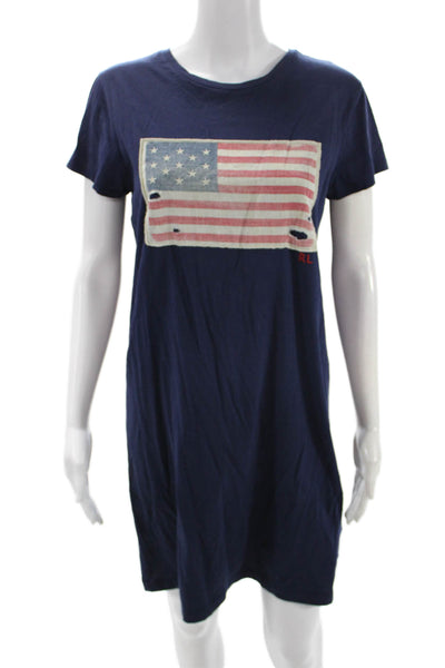 Polo Ralph Lauren Women T-Shirt Dress Dark Blue Cotton Short Sleeve Size M