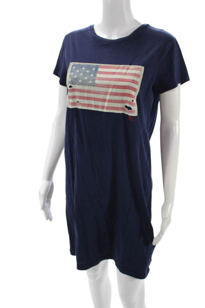 Polo Ralph Lauren Women T-Shirt Dress Dark Blue Cotton Short Sleeve Size M