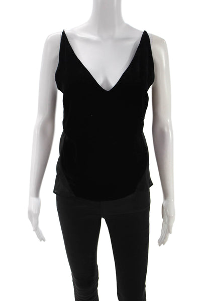 J Brand Womens Black V-Neck Spaghetti Strap Camisole Viscose Silk Size XS
