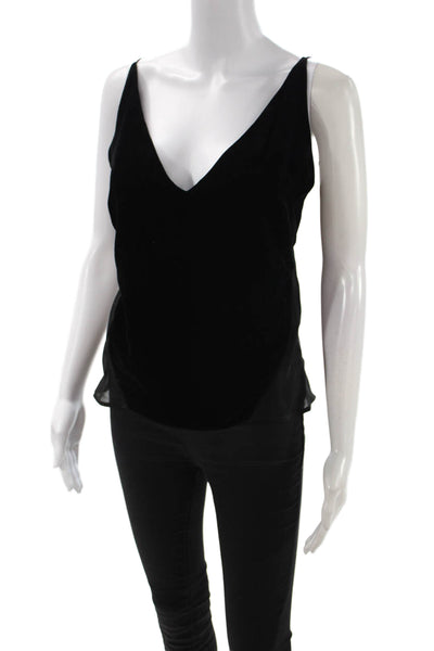 J Brand Womens Black V-Neck Spaghetti Strap Camisole Viscose Silk Size XS