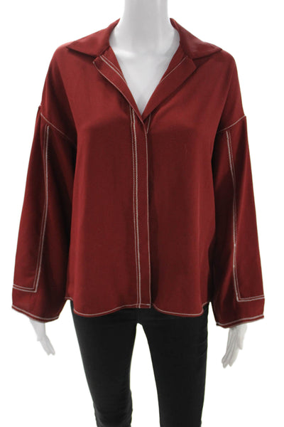 Zara Women Red Collared Long Sleeve Blouse Size XS