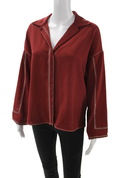 Zara Women Red Collared Long Sleeve Blouse Size XS