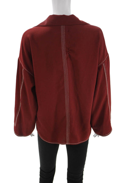 Zara Women Red Collared Long Sleeve Blouse Size XS