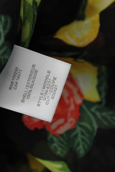 Equipment Femme Women Black Silk Floral Button-Up Long-Sleeve Blouse Size S