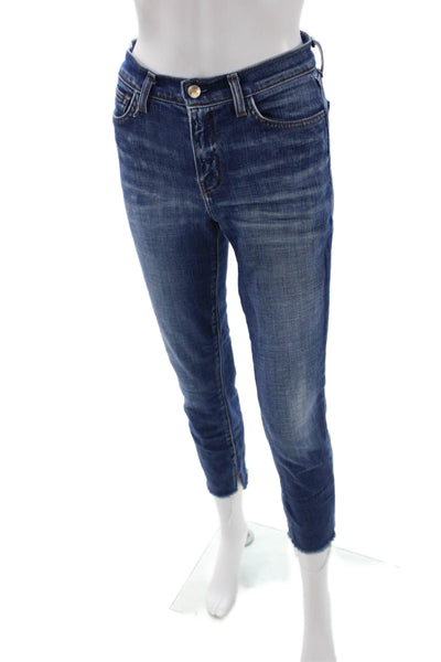 L'Agence Womens High Rise Cropped Ankle Skinny Jeans Dark Blue Size 25