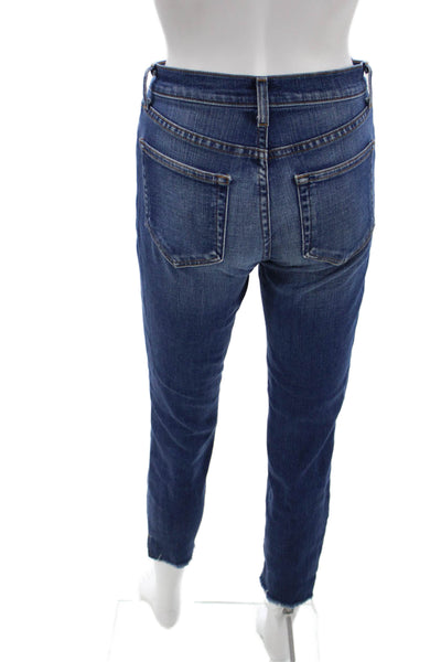 L'Agence Womens High Rise Cropped Ankle Skinny Jeans Dark Blue Size 25