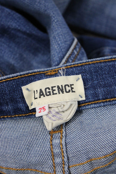 L'Agence Womens High Rise Cropped Ankle Skinny Jeans Dark Blue Size 25