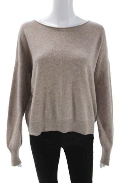 Skull Cashmere Women Pullover Sweater Beige Skull Graphic 100% Cashmere Size S
