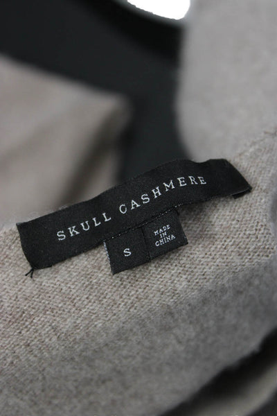 Skull Cashmere Women Pullover Sweater Beige Skull Graphic 100% Cashmere Size S