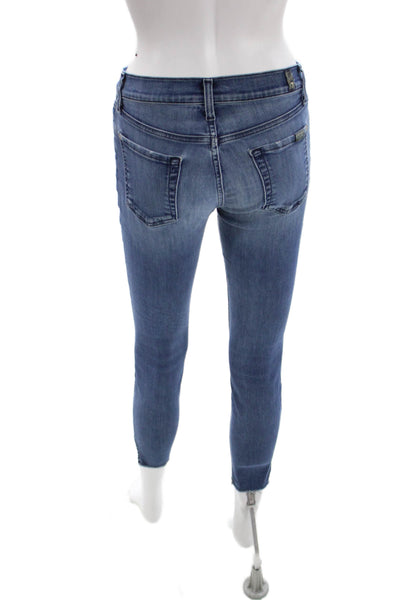 7 For All Mankind Womens Skinny Ankle Jeans Blue Mid Rise Inseam 27 Size 25
