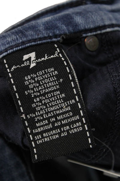7 For All Mankind Womens Skinny Ankle Jeans Blue Mid Rise Inseam 27 Size 25