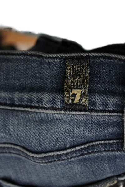 7 For All Mankind Womens Skinny Ankle Jeans Blue Mid Rise Inseam 27 Size 25