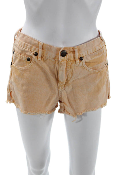 Free People Womens Beige Cotton Beach Shorts Button Size 26