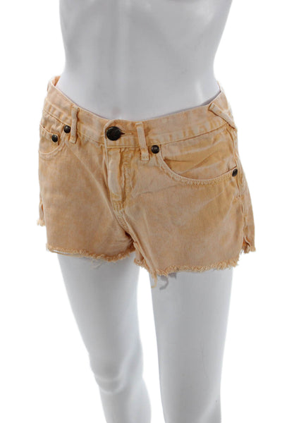 Free People Womens Beige Cotton Beach Shorts Button Size 26