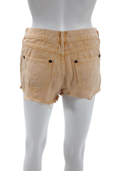 Free People Womens Beige Cotton Beach Shorts Button Size 26