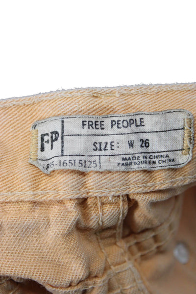 Free People Womens Beige Cotton Beach Shorts Button Size 26
