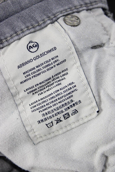 AG Adriano Goldschmied Women Skinny Ankle Jeans Gray Mid Rise Button Size 25
