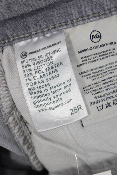 AG Adriano Goldschmied Women Skinny Ankle Jeans Gray Mid Rise Button Size 25