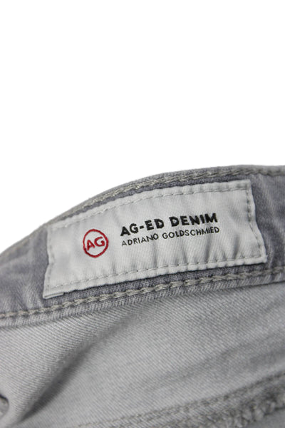 AG Adriano Goldschmied Women Skinny Ankle Jeans Gray Mid Rise Button Size 25