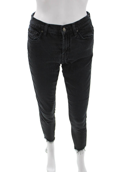 7 For All Mankind Womens Skinny Ankle Jeans Black Size 25