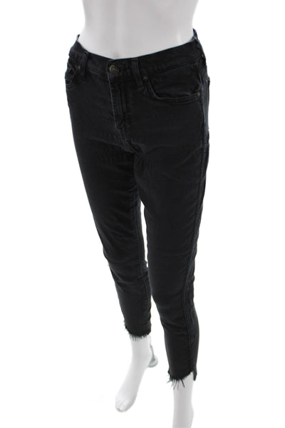 7 For All Mankind Womens Skinny Ankle Jeans Black Size 25