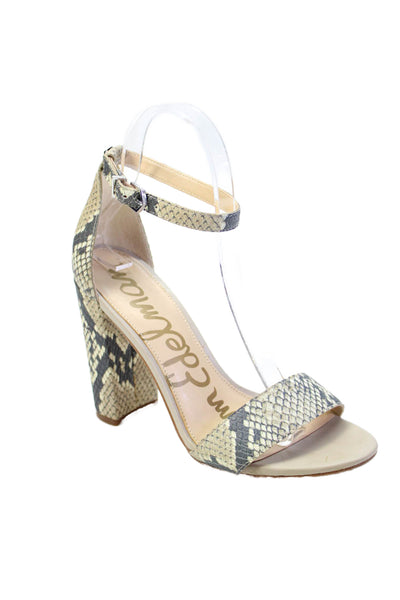 Sam Edelman Womens Leather Snakeskin Print Yoro Sandals Beige Size 6 Medium