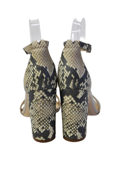 Sam Edelman Womens Leather Snakeskin Print Yoro Sandals Beige Size 6 Medium