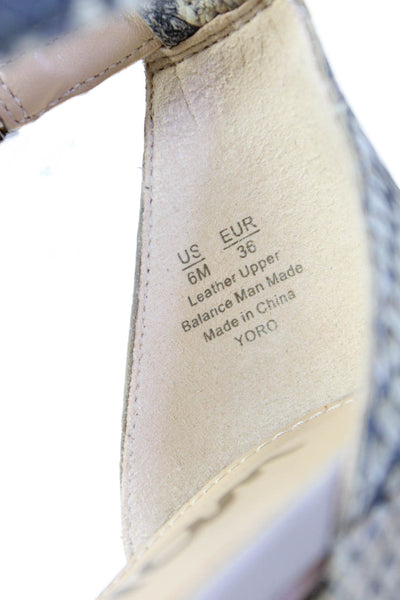 Sam Edelman Womens Leather Snakeskin Print Yoro Sandals Beige Size 6 Medium