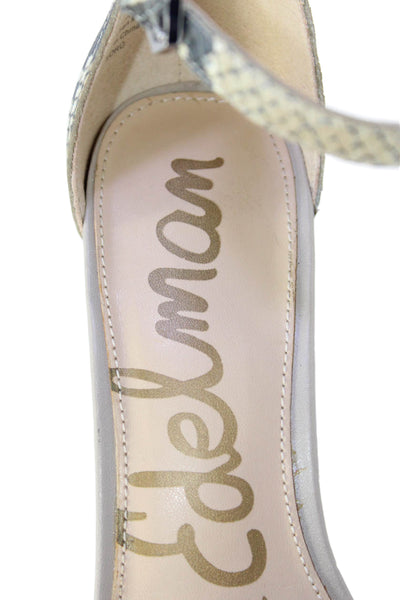 Sam Edelman Womens Leather Snakeskin Print Yoro Sandals Beige Size 6 Medium